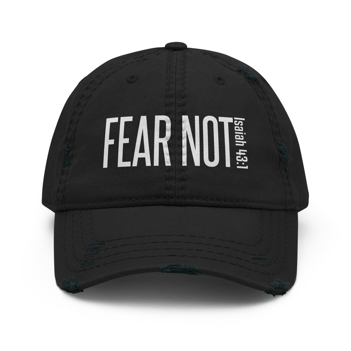 Fear Not Hat in black, front view showing Isaiah 43:1 text